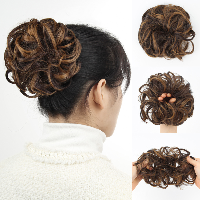Beauty Messy Wavy Hair Bun Elastic Band Scrunchy Updo Hair Temu