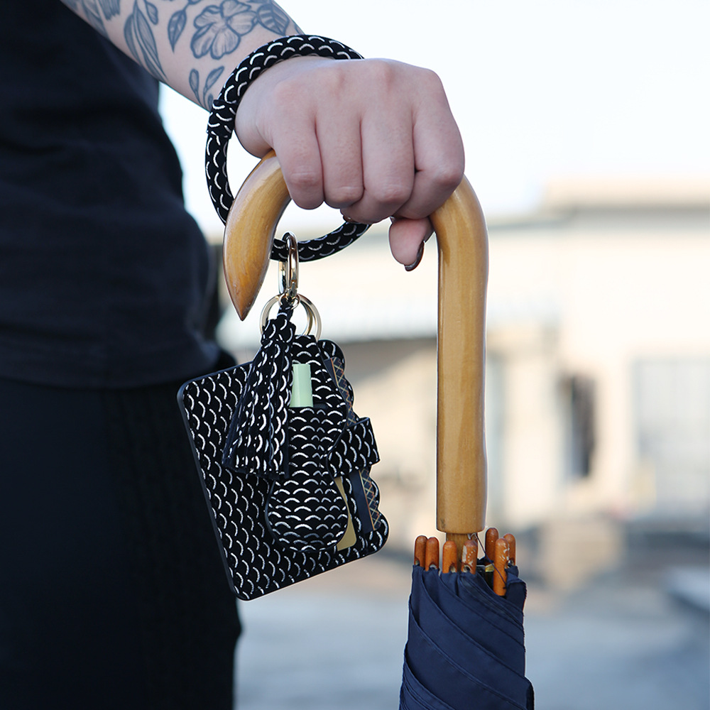 Pu Leather Tassel Wrist Keychain Pendant Lipstick Bag Card Bag