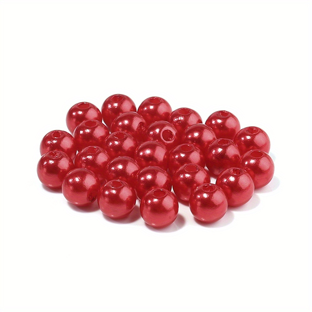 Niziky 300pcs Pearls Beads for Jewelry Making, Lt.Pink 10mm Loose Spacer Round Pearls Beads with Hole, Faux Pearls Beads for Bracelets Necklace
