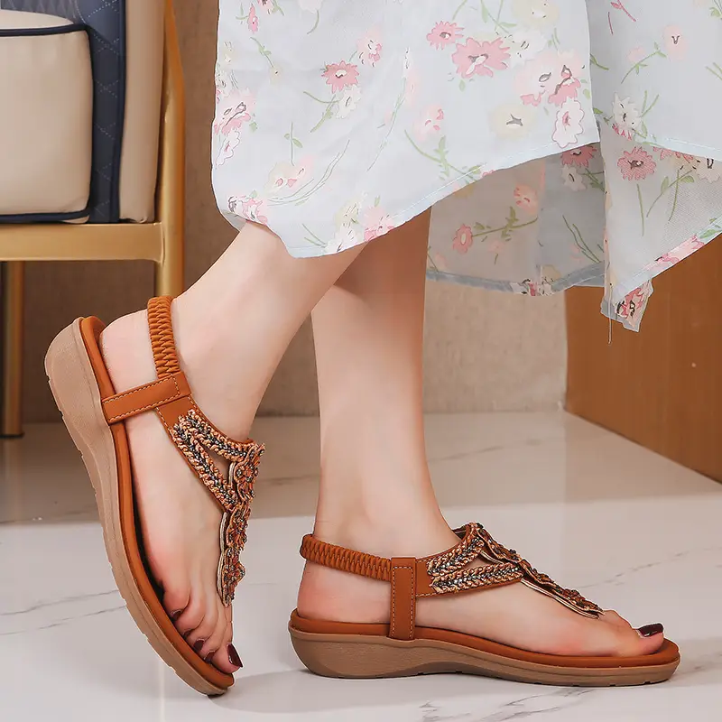 women s flower beads thong sandals boho style open toe details 8