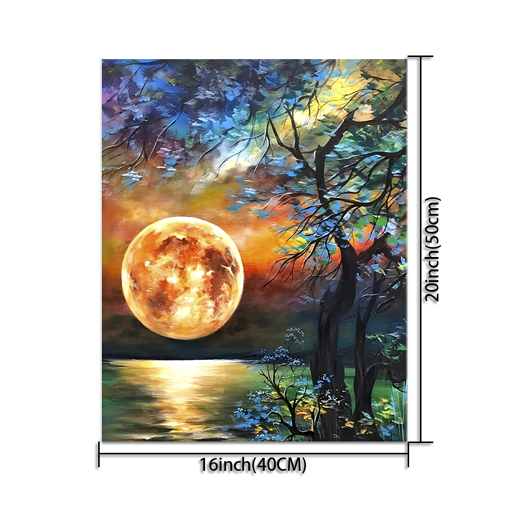 MOGTAA Paint by Numbers for Adults, Flowers Paint by Numbers for Kids  Beginner, DIY Moon Lake Oil Painting by Numbers Drawing Paintwork with
