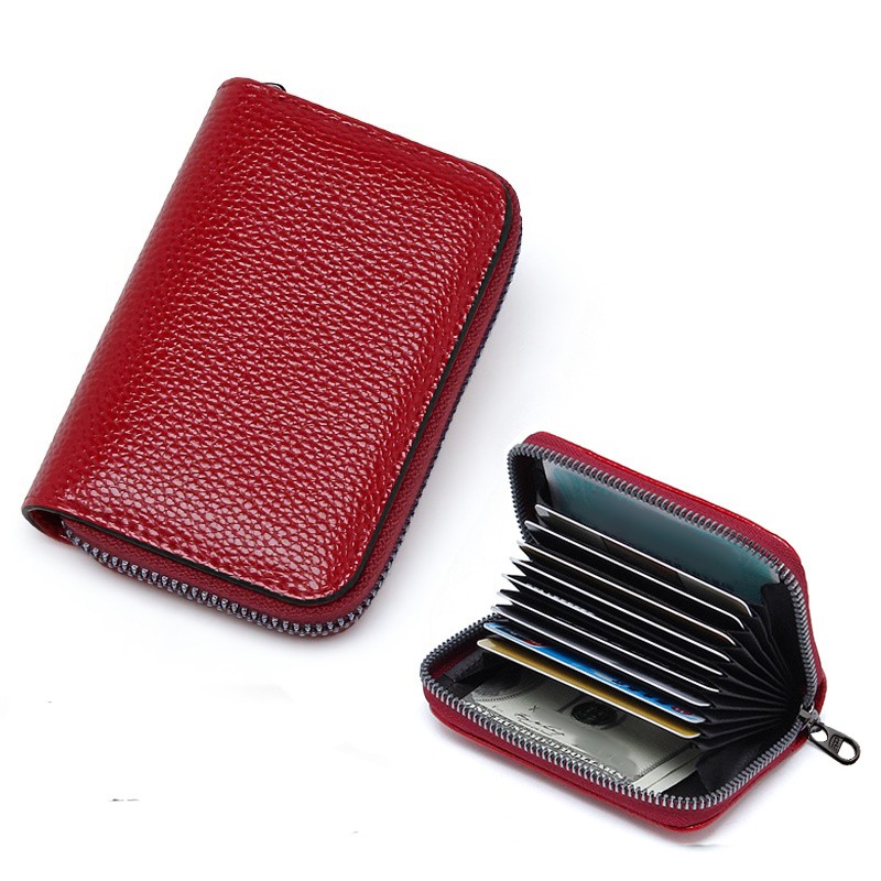 Portable Card Holder Wallet, Short Zipper Around Purse With