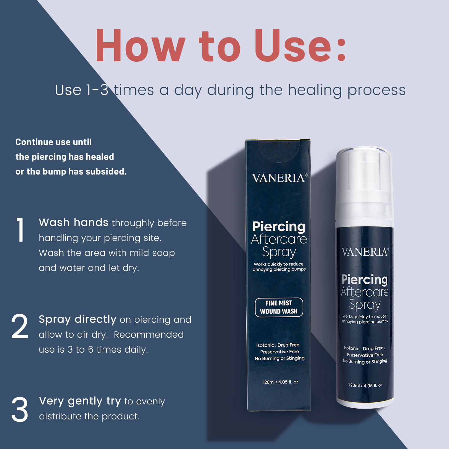 4.05 Fl.oz Piercing Aftercare Spray Natural & Gentle On Contact