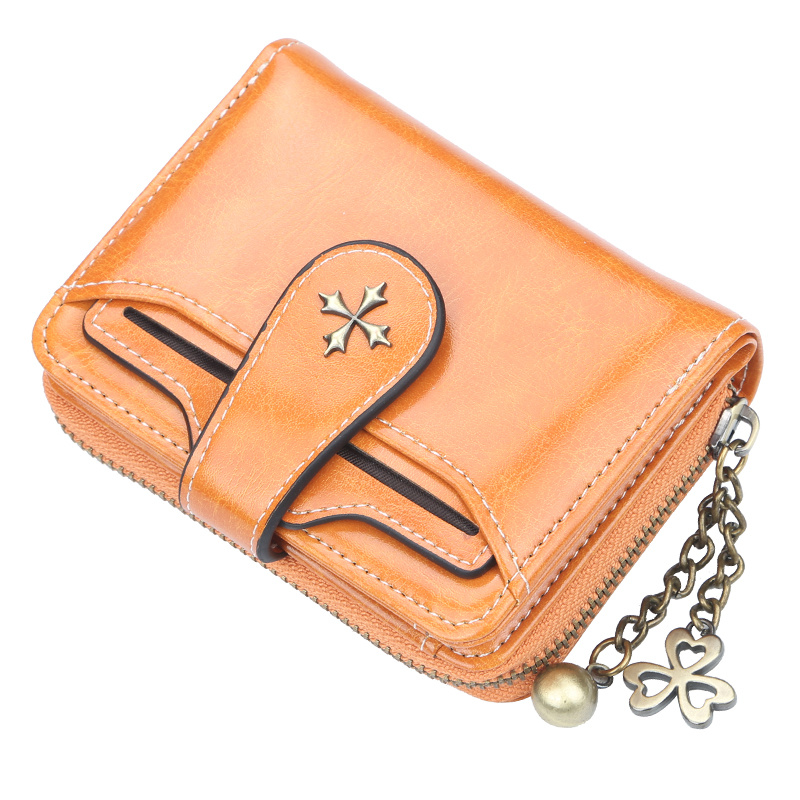 Cross Clover Zipper Mini Wallet, PU Leather Solid Color Mini Purse, Card  Organizer Coin Pocket Clutch Bag