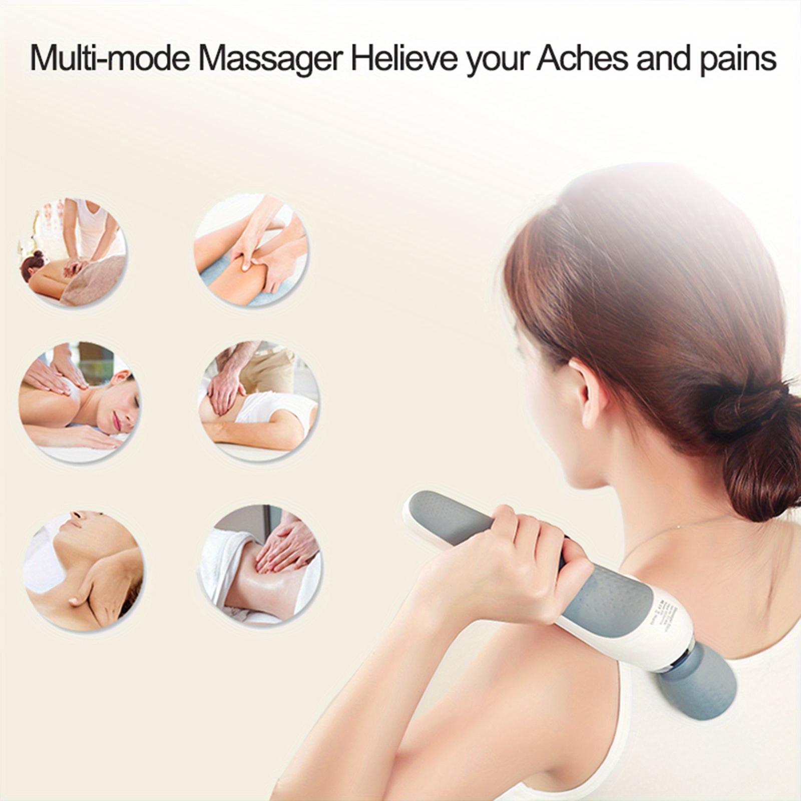 Electric Handheld Massager Cordless Rechargeable Wand Massager for Muscle,  Back, Neck, Shoulder, Full Body Pain Relief