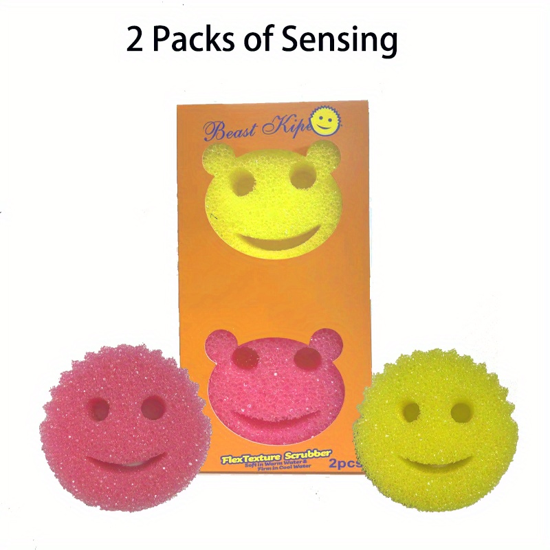 Smile Face Magic Sponge Strong Decontamination Scouring Pad - Temu Italy