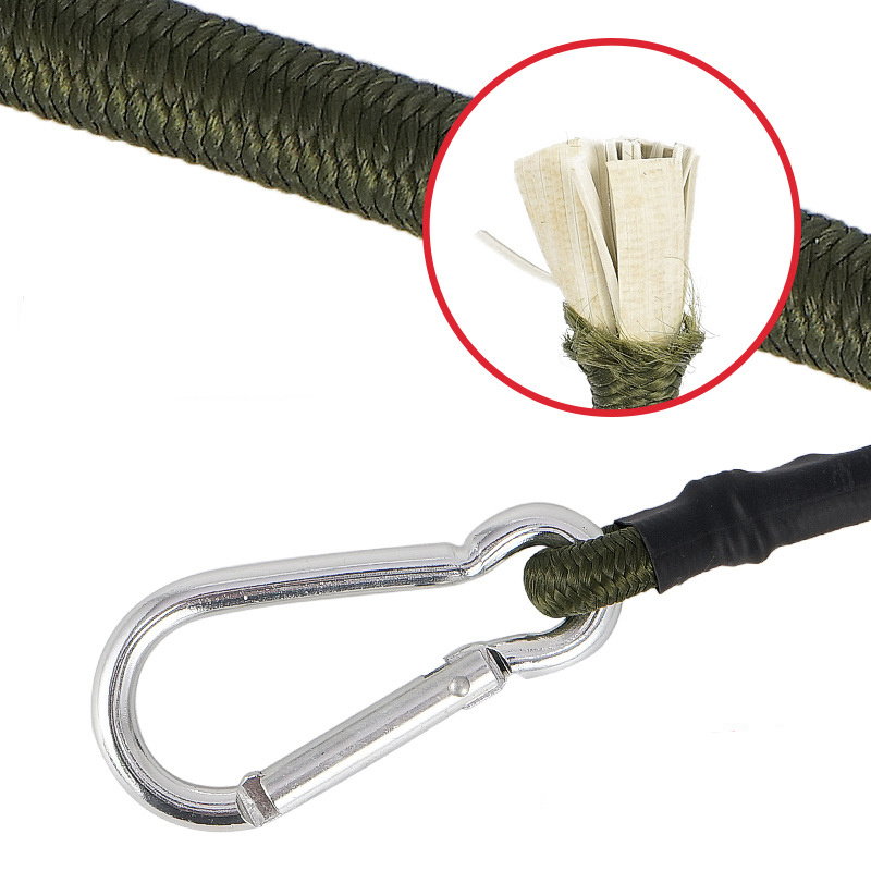 Heavy Duty Black Bungee Cords With Carabiner Hooks Extra Strong Lactic