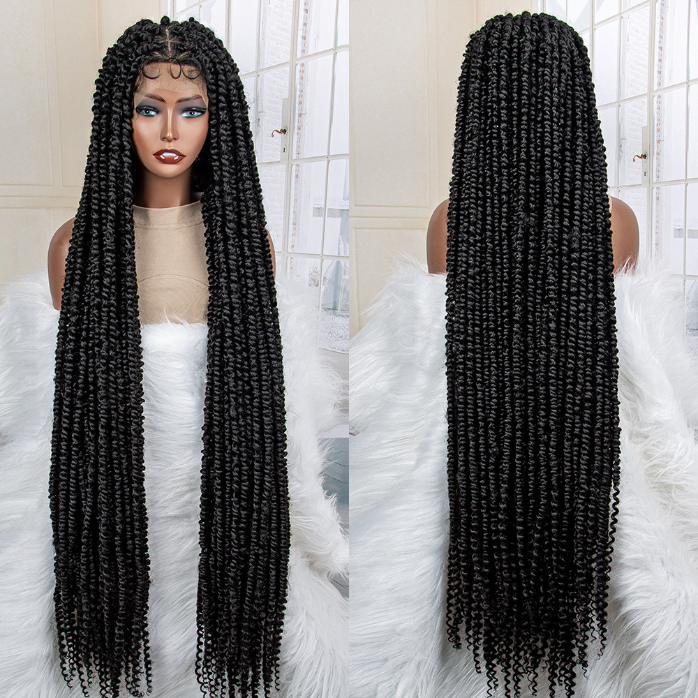 Long Black Box Braids Full Lace Wig Women Stylish Effortless - Temu
