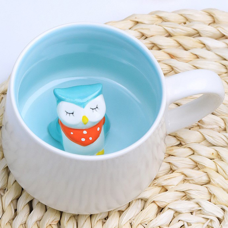 Cartoon Animal Coffee Mug Painted 3d Small Raccoon Panda - Temu