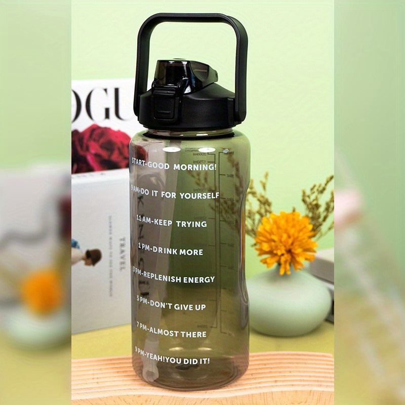 Motivational Sipper water bottle with time markings in Black