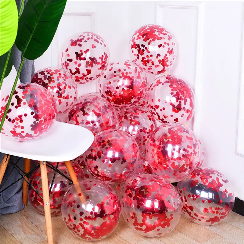 Ballons En Latex Avec Confettis Transparents Colores, Fournitures