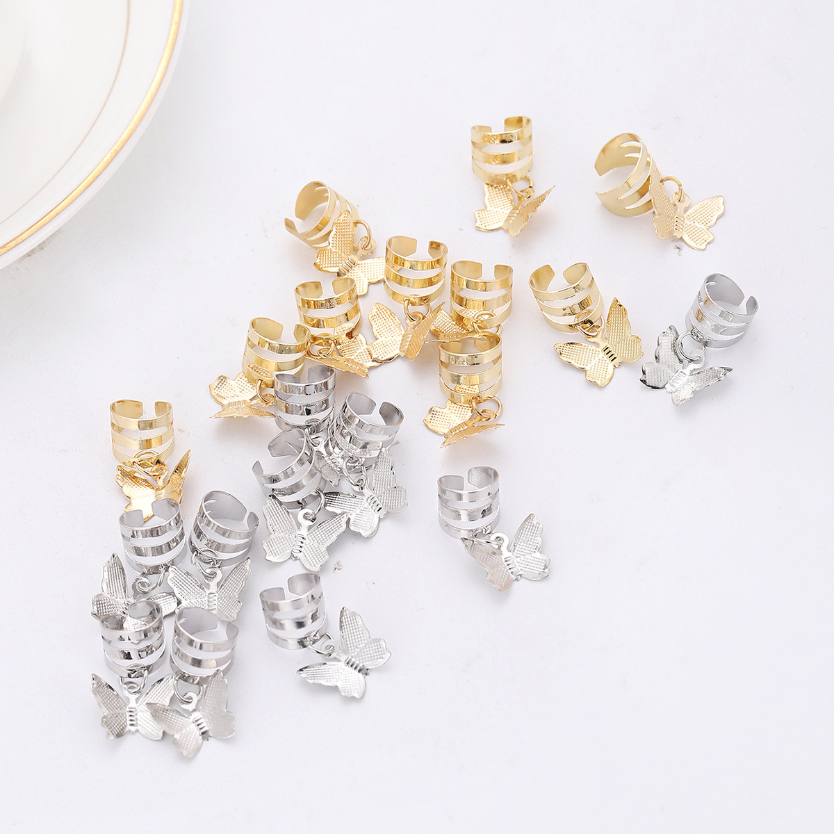 Butterfly Hair Braiding Cuffs Butterfly Dreadlock Hair Clips Pendants