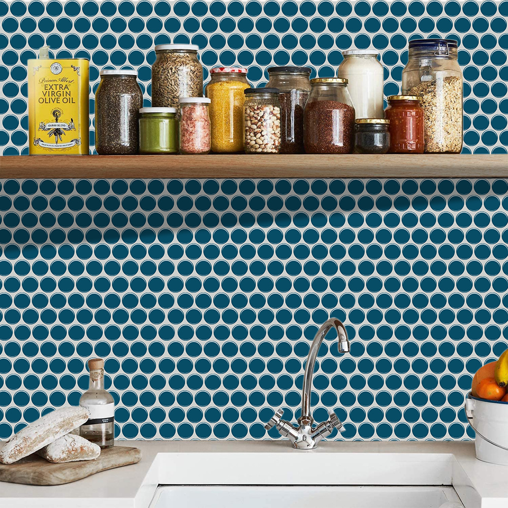 Peel And Stick Backsplash Tile Sticker Self Adhesive Penny Round Tile