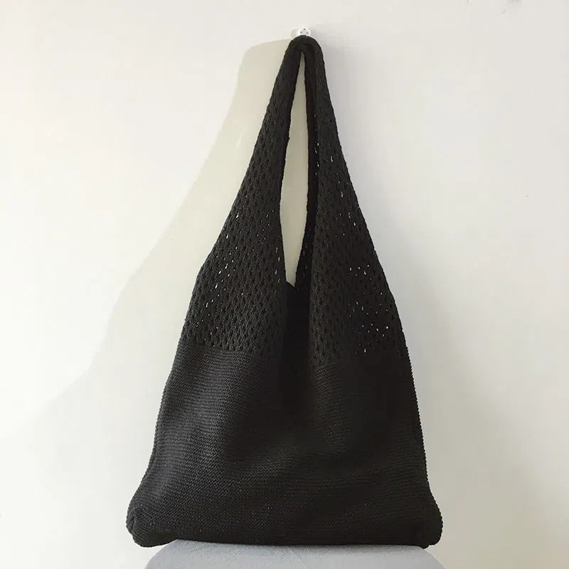 Simple Retro Hollow Crochet Bag, Large Capacity Shopping Bag