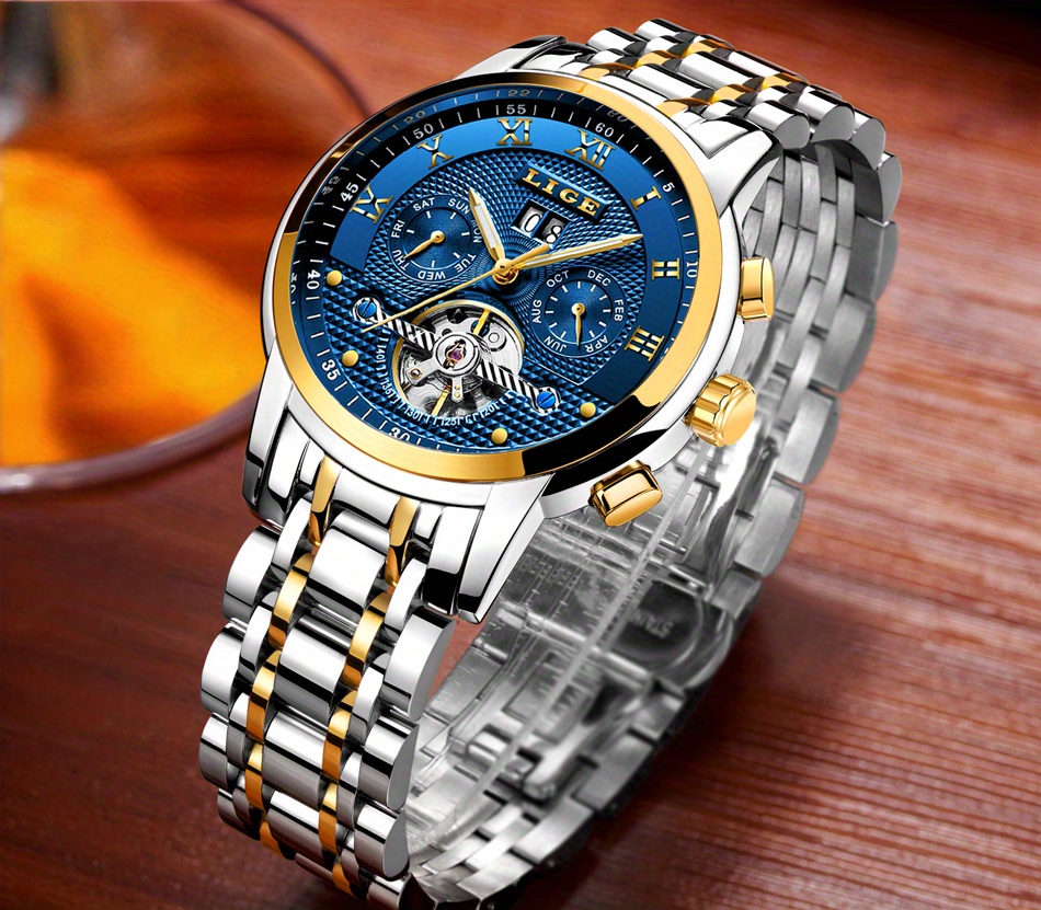 Lige Mens Luxury Brand Watch Business Stainless Steel Band