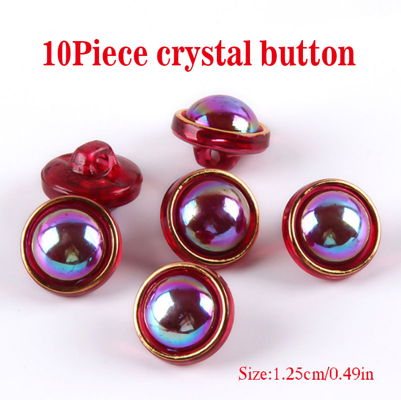 9 Clear Red Buttons, 1 1/4 Bright Red Clear Wafer Matching Buttons,  Sewing, Crafting, Jewelry (XX 16)
