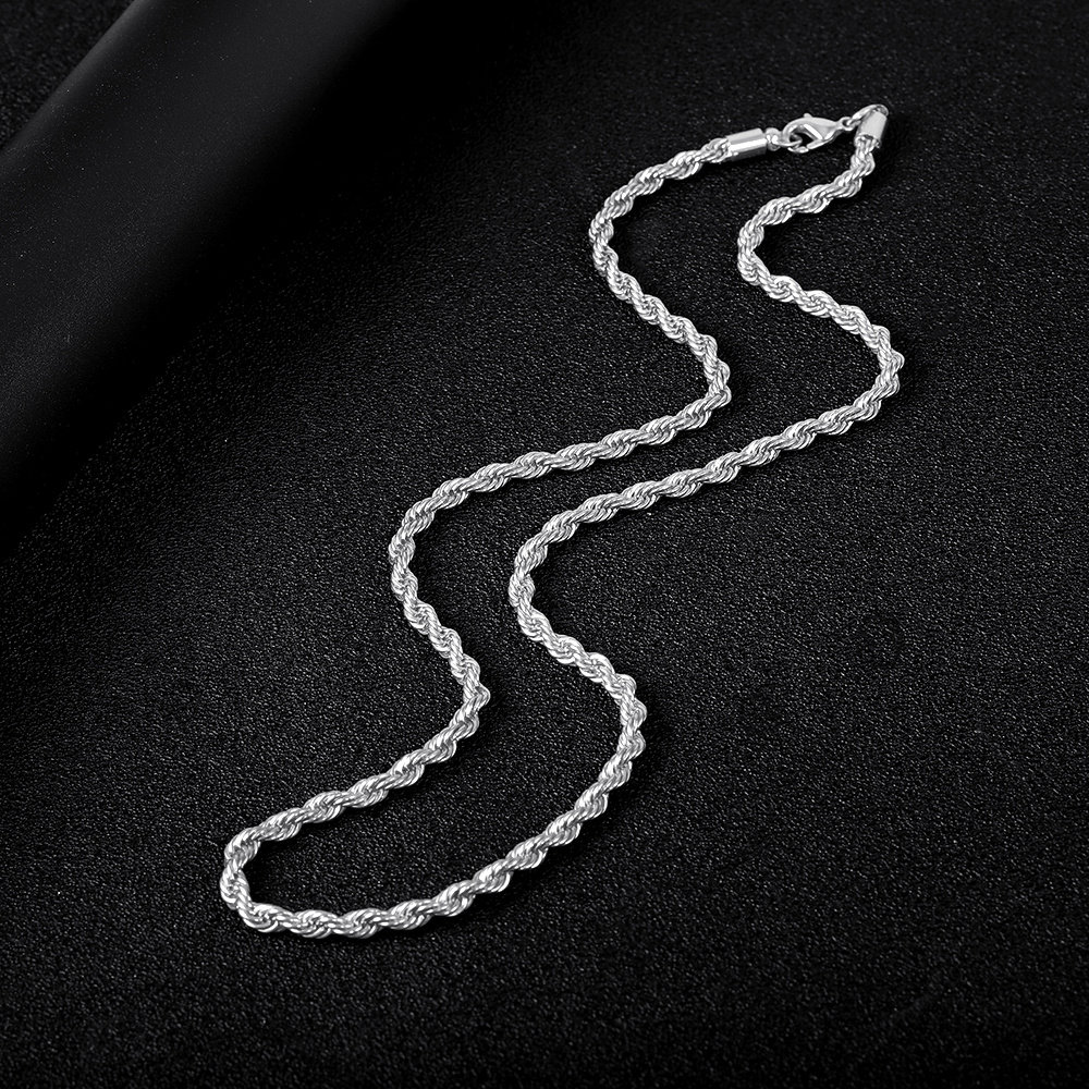 Collar largo de acero inoxidable para hombre, cadena de cuerda de giro  minimalista disponible en Color dorado y plateado, de 2 a 5mm 