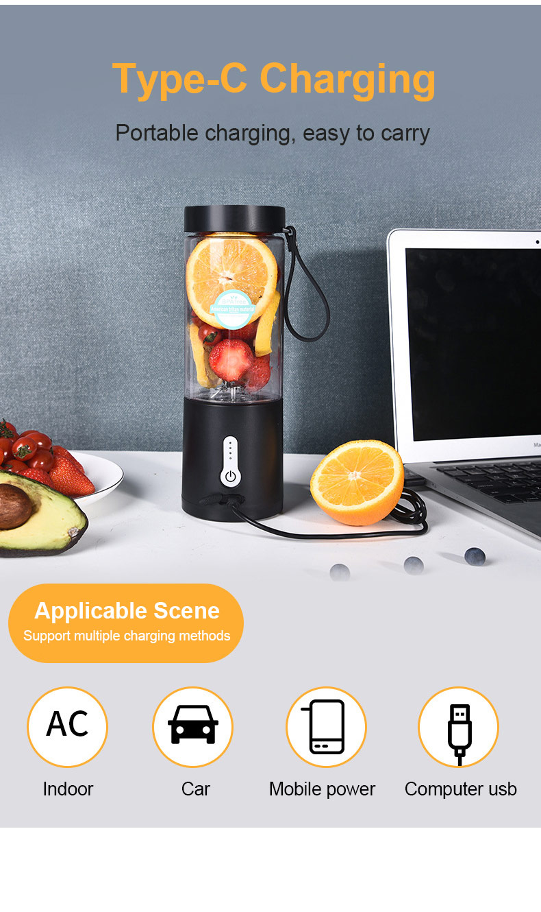 usb rechargeable portable juicer cup with 6 blades for smoothies and shakes perfect for travel gym office and outdoor activities details 4