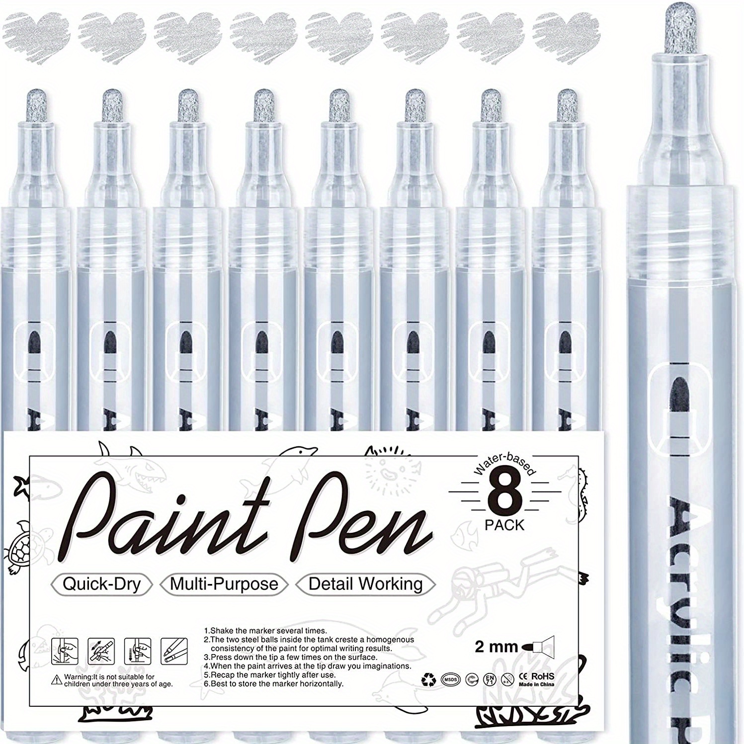 8 pezzi terroso colore acrilico Penna marcatore dipingere Penna Set per
