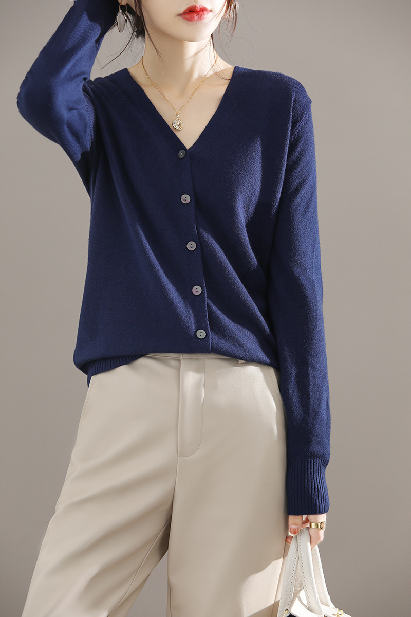 Elegant V neck Solid Cardigan Long Sleeve Cardigan Spring - Temu