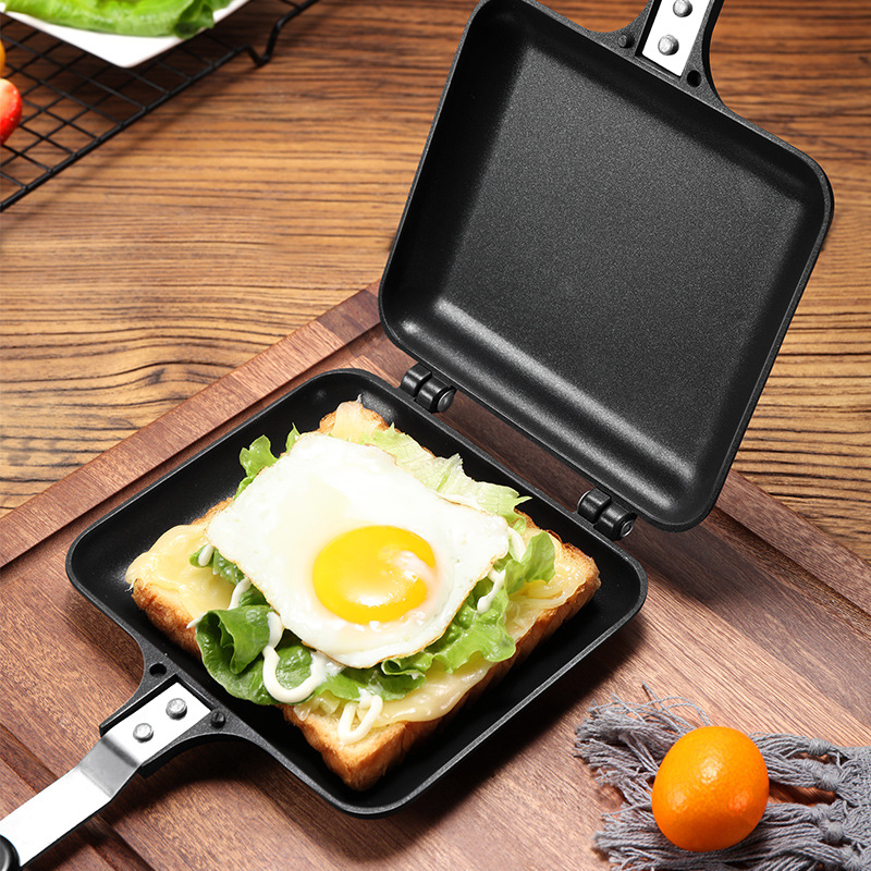 Aluminum Sandwich Maker Pan, Elk Embossed Double-sided Non-stick Sandwich  Pan, With Removable Wood Handle, Waffle Baking Mold, For Home Kitchen  Outdoor Camping, Kitchen Accessories, Baking Tools, Cookware Items - Temu