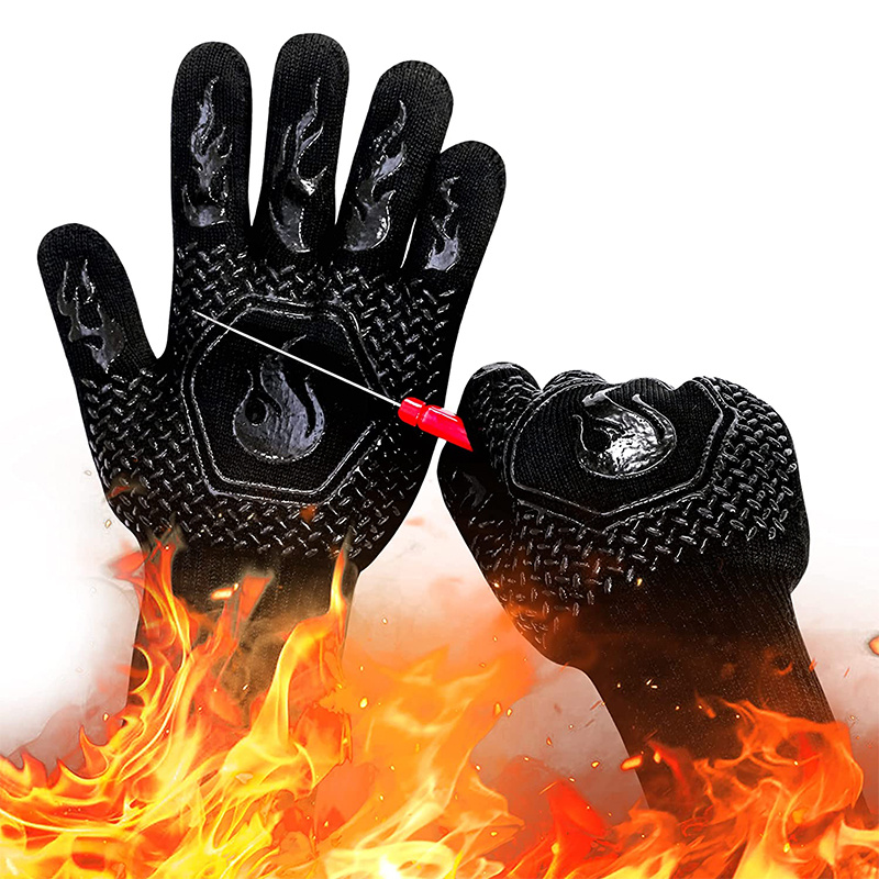 2pcs Food Grade Thick Heat Resistant Silicone Glove BBQ Grill Gloves  Kitchen Barbecue Oven Cooking Mitts Grill Baking Gloves