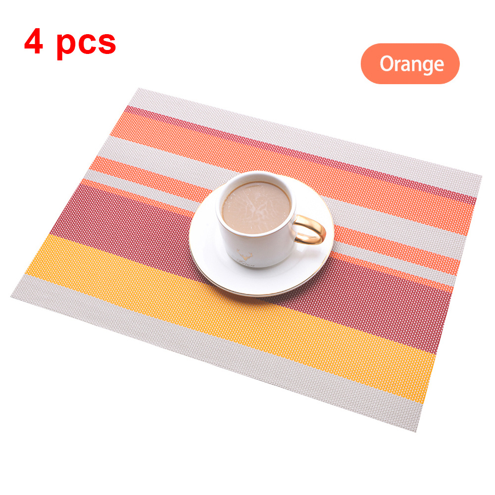 Set of 4 Woven Vinyl Stripes Placemats - Washable & Reusable