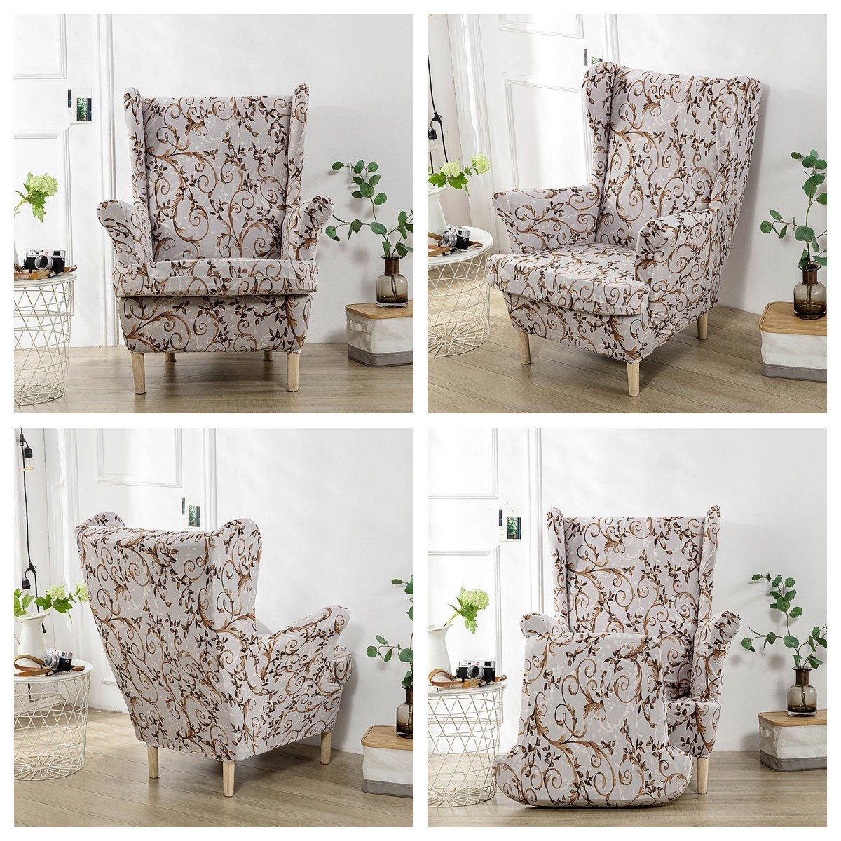 Printed Wing Chair Slipcovers Stretch Wingback Chair Cover Temu New