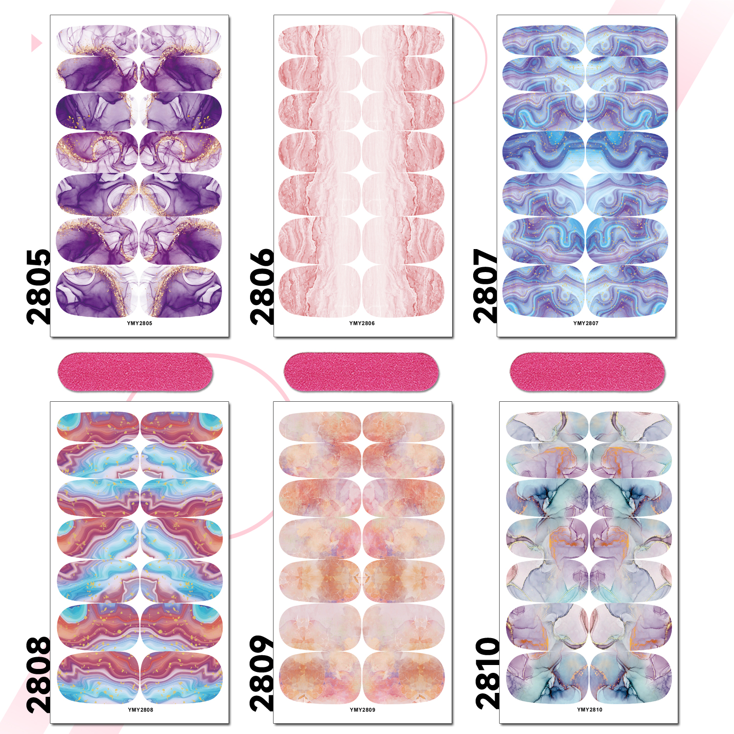 Nail Art Sticker & Nail File Marble Texture Nail Art Sticker Wraps Full