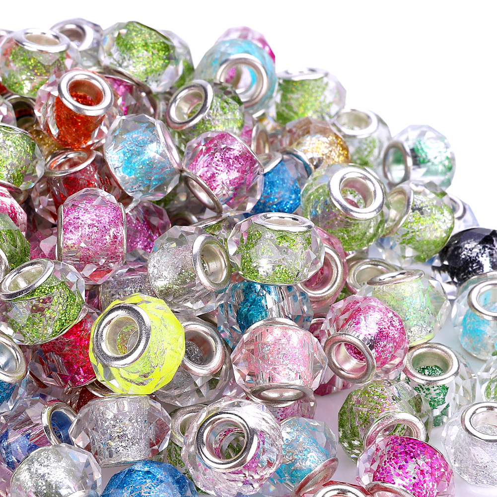 Mix Large Hole Beads Glass Resin Bracelet Necklace Diy - Temu