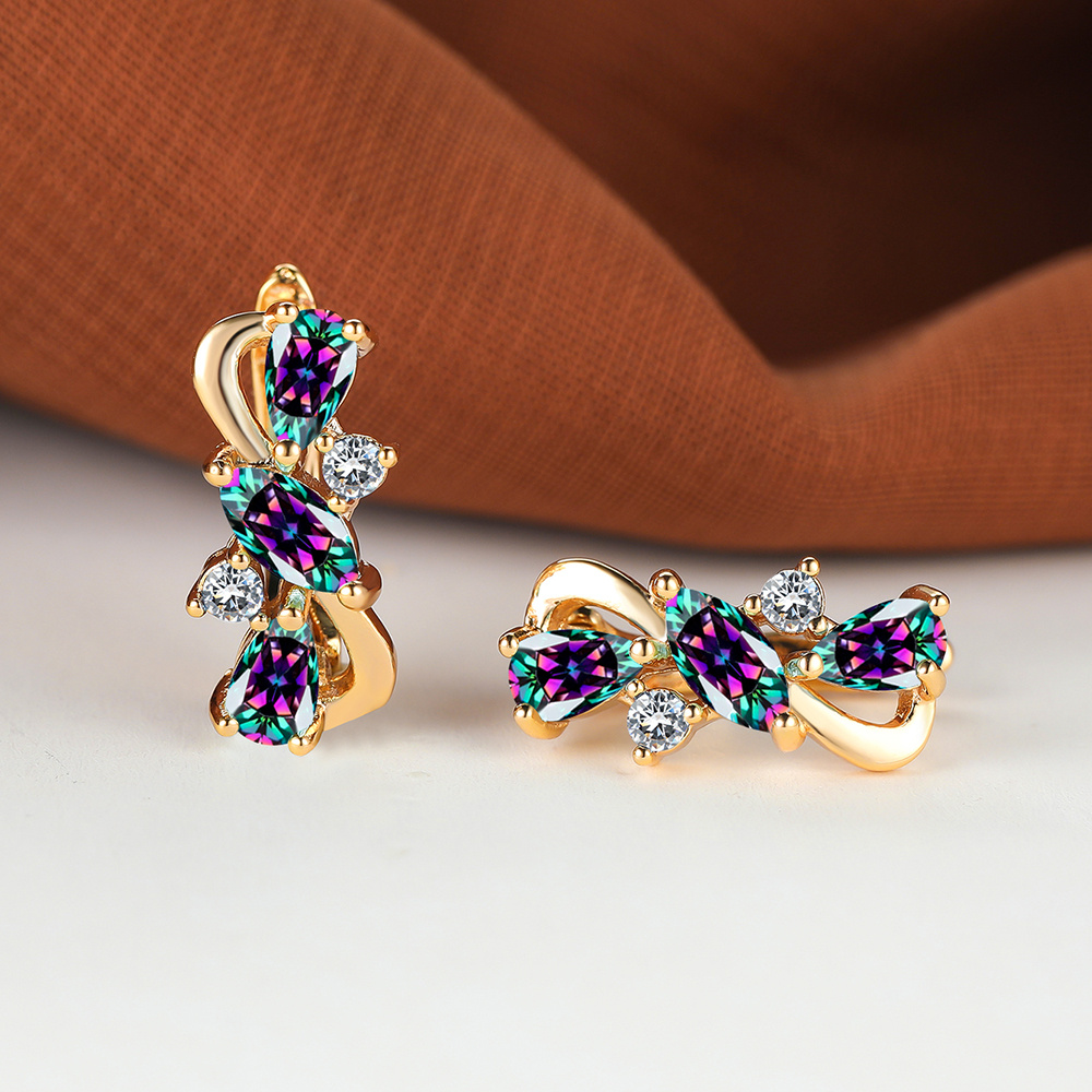 Luxurious Teardrop Marquise Cut Synthetic Zirconia Dangle Earrings