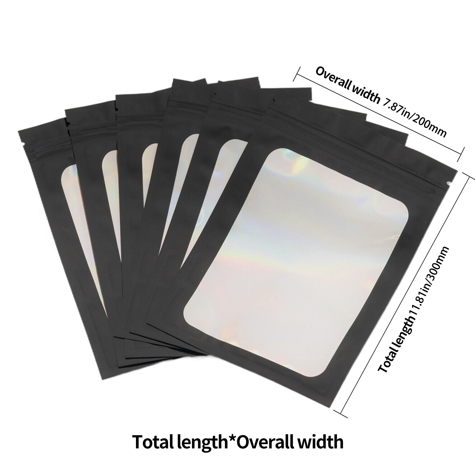  100PCS Matte Black Mylar Bags Sealable Double Sided