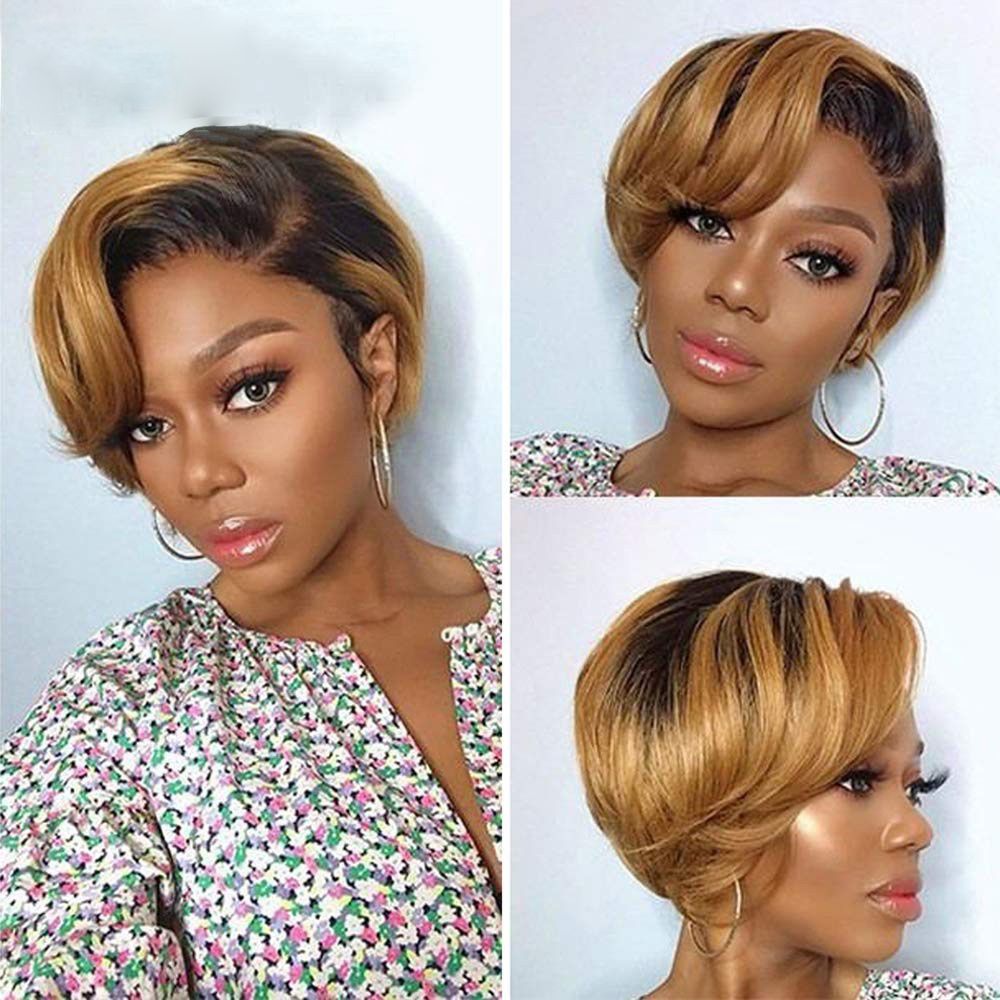 Short Pixie Cut Bob Wigs For Women Brazilian Human Hair Side Part Pixie Wig  Hair Replacement Wigs For Daily Use | Shop The Latest Trends | Temu