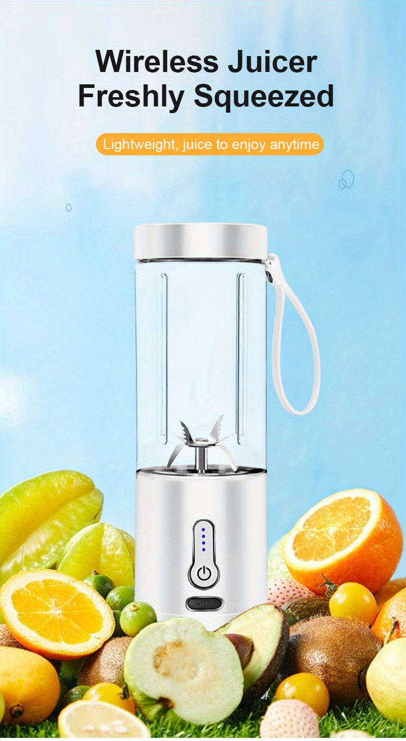 usb rechargeable portable juicer cup with 6 blades for smoothies and shakes perfect for travel gym office and outdoor activities details 0