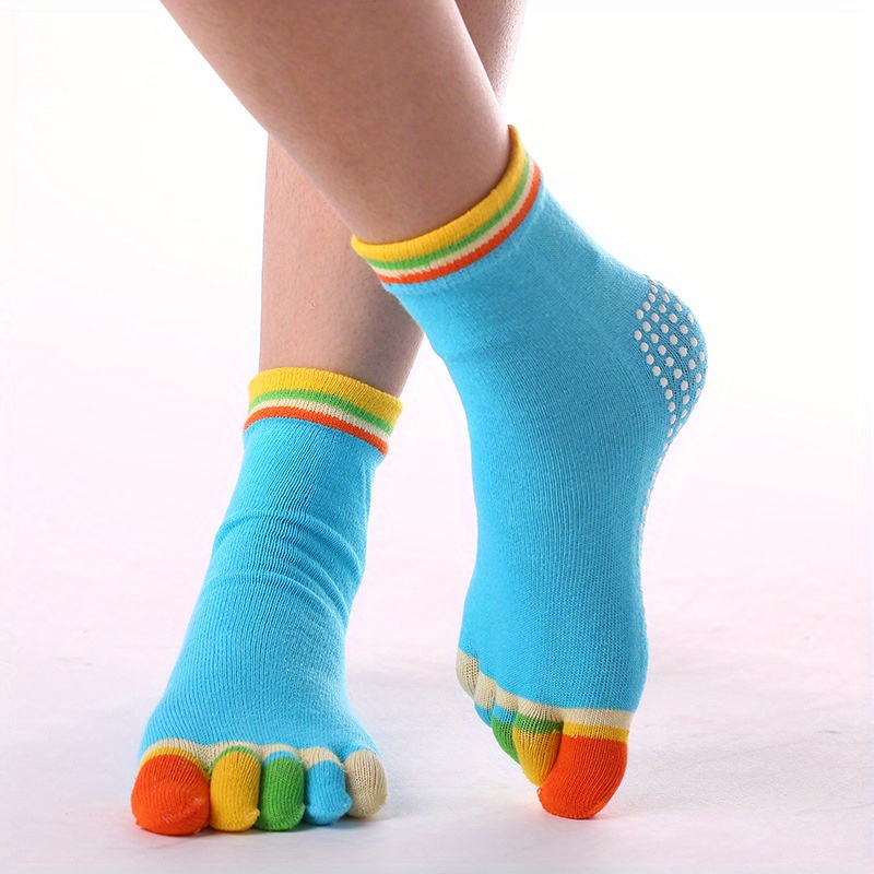 Rainbow Color Yoga Socks Five toe Split Non Slip Ankle Socks - Temu Kuwait