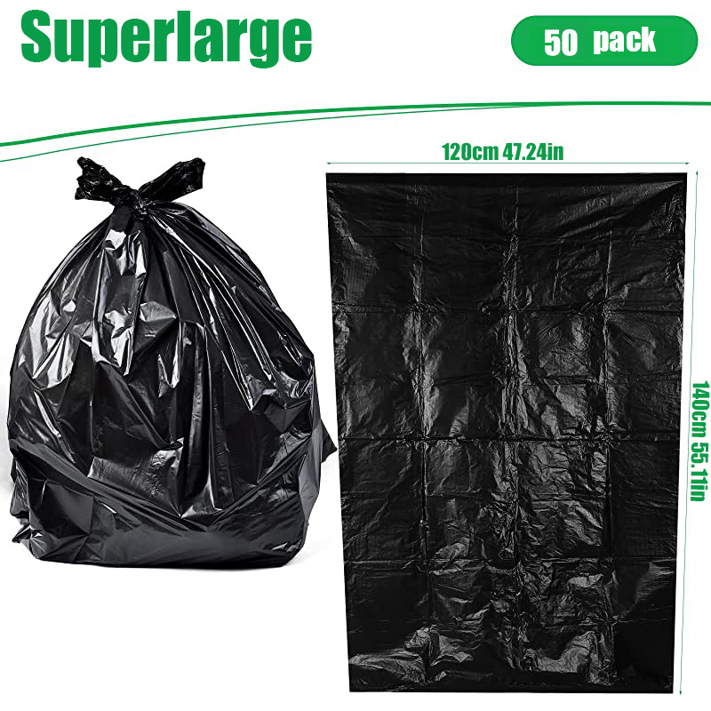 2 Rolls Of 20pcs Extra Large Trash Bags, Black Heavy Duty Garbage Bags,  0.07mm Thick Garbage Bags Lawn Leaf Plastic Bags Thick Heavy Garbage Bag