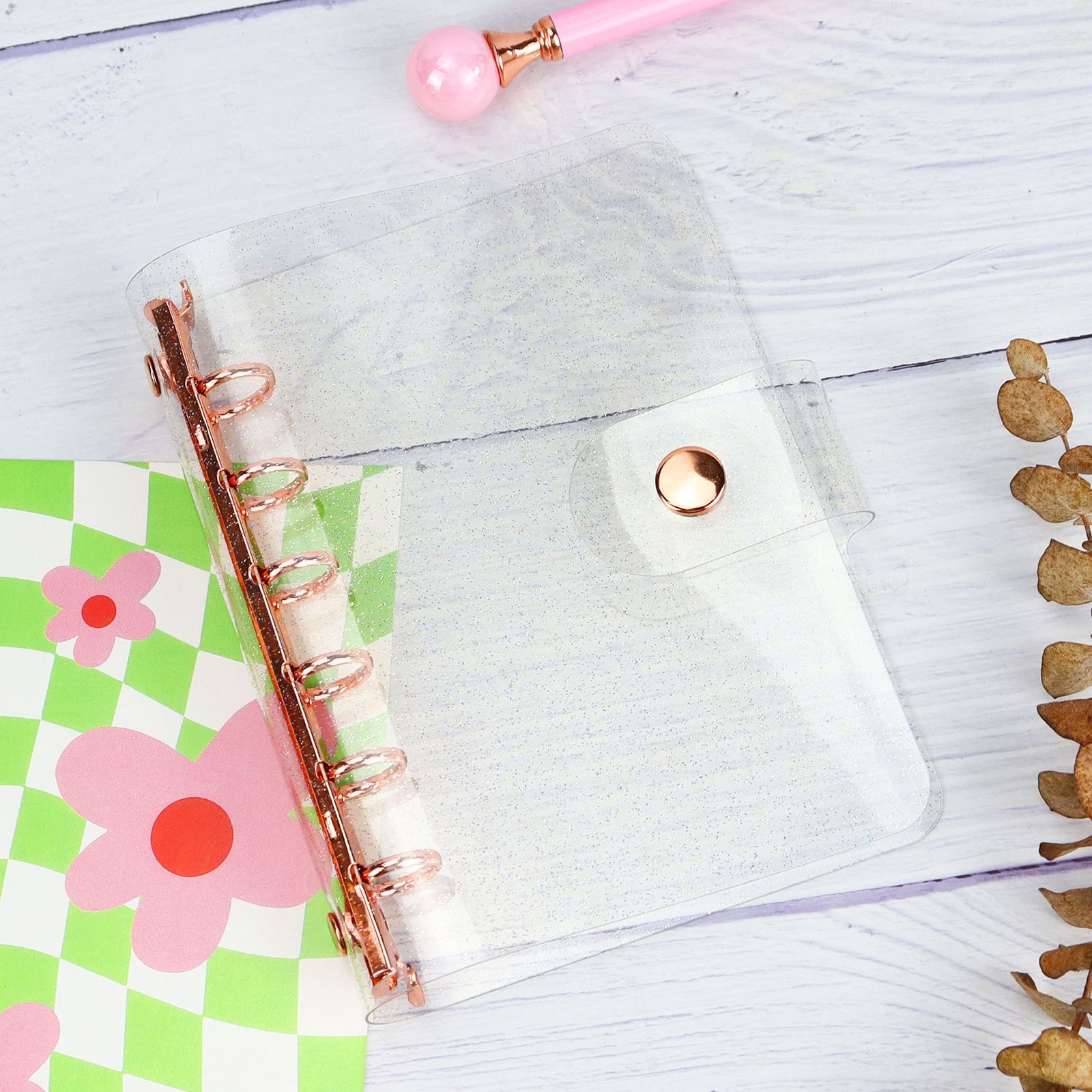  A7 Binder Cover Clear PVC Gold 6 Ring Budget Binder