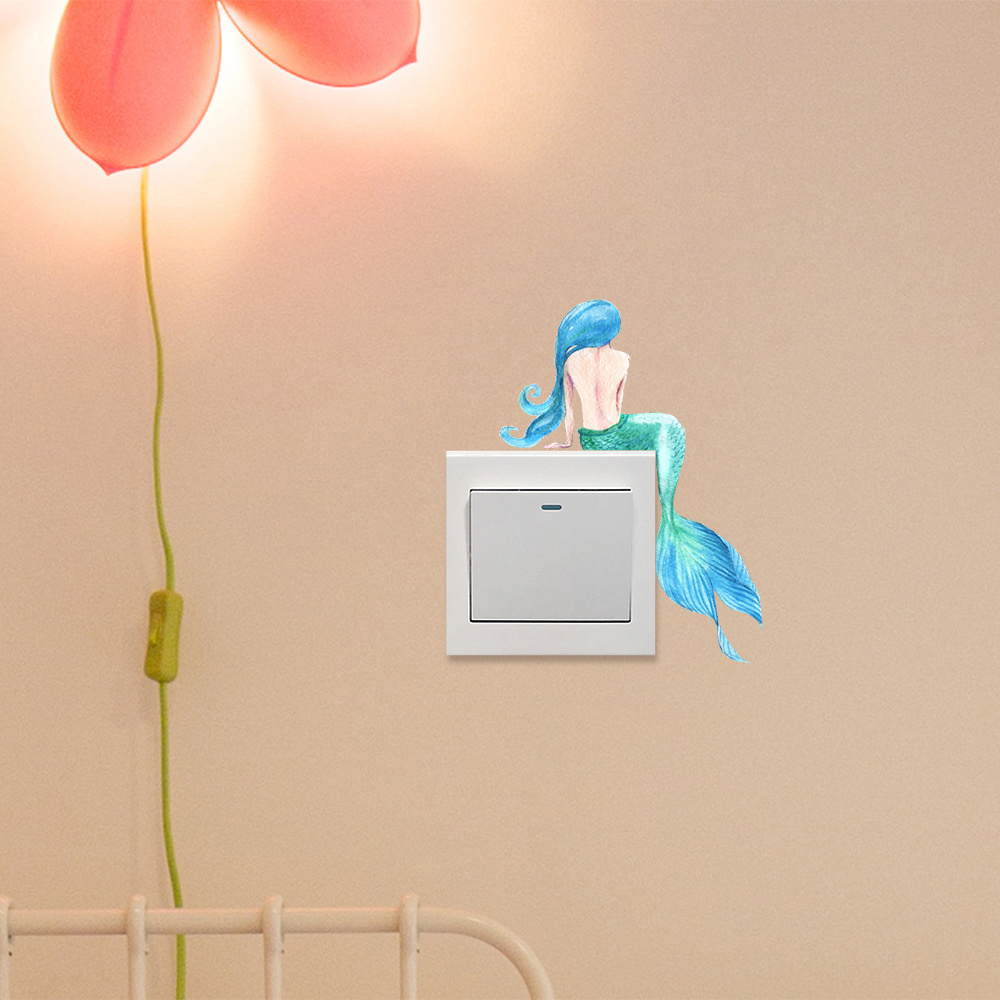 Mermaid Silhouette For Switch Sticker - Removable, Wall Decal For Home Decor, Cartoon, Room