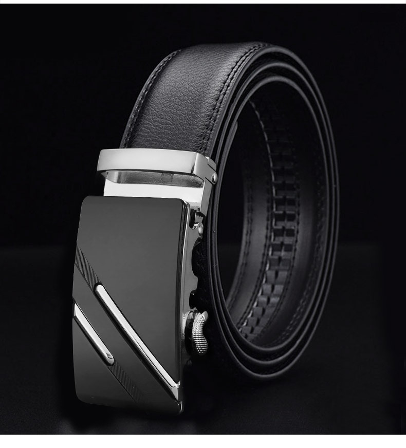 2023 New Leather Belt Casual Men's Toothless Automatic Buckle Leather Belt  Black Buckle Cowhide Belt Men's Pants Belt - Temu