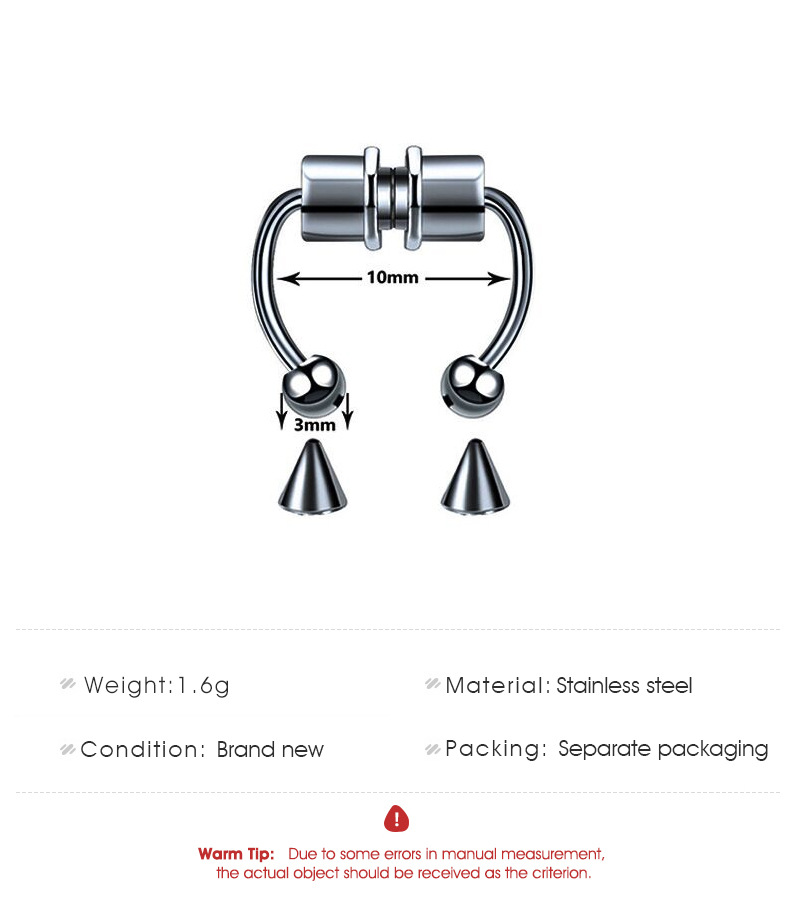 Stainless Steel Faux Nose Ring Non Piercing, Body Piercing