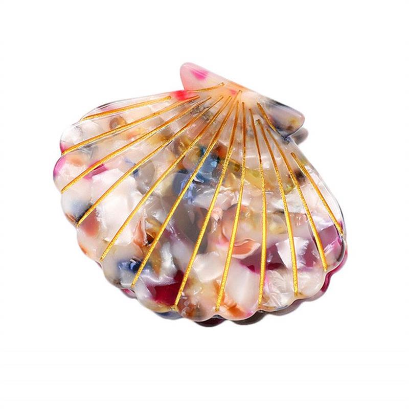 Image of 1pc Shell Design Hair Claw Minimalist Banana Clip Cute Non Slip Hair Accessory