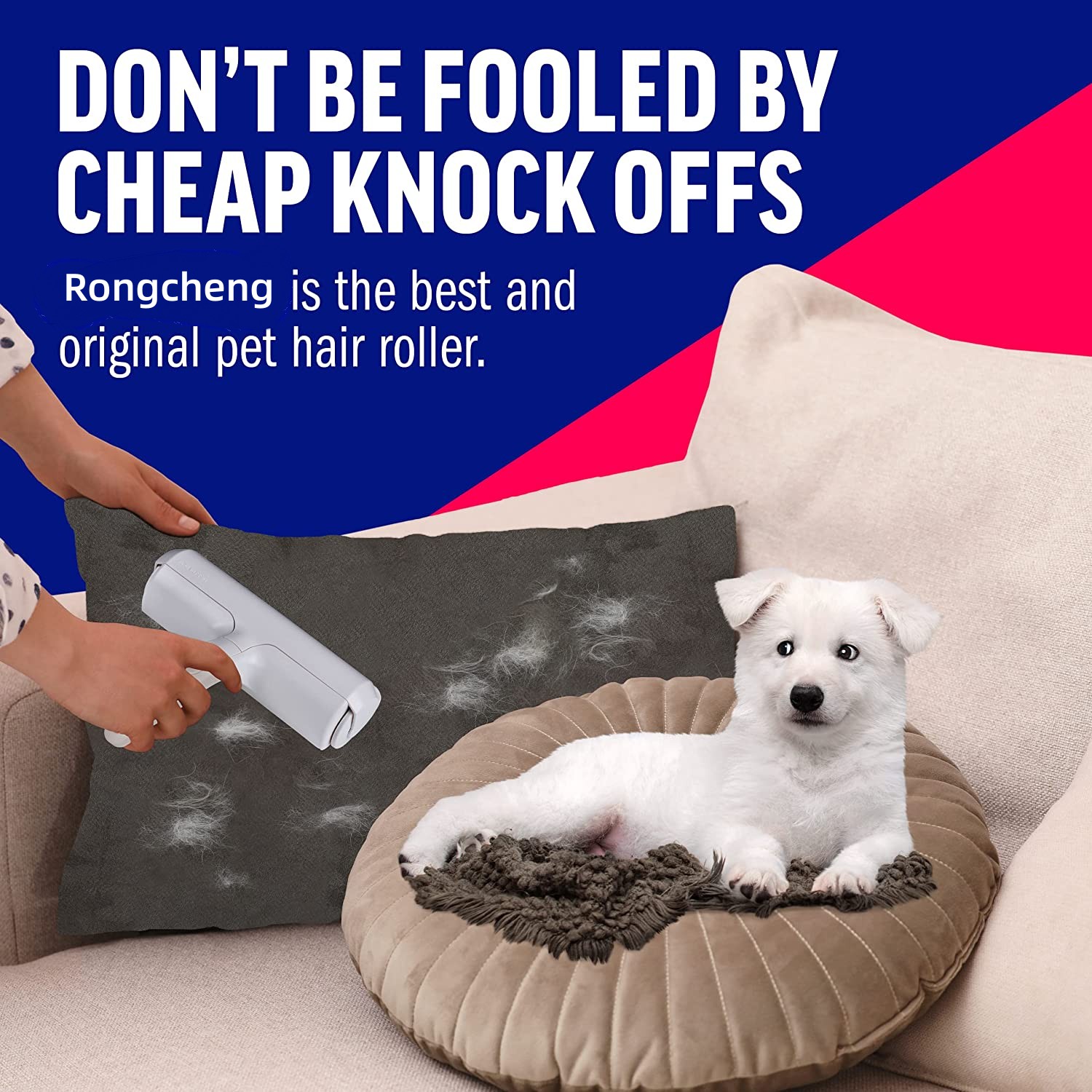  DELOMO - Rodillo removedor de pelo de mascotas, removedor de  pelo de perros y gatos con base autolimpiante, herramienta eficiente de  eliminación de pelo de animales, para muebles, sofá, alfombra, 