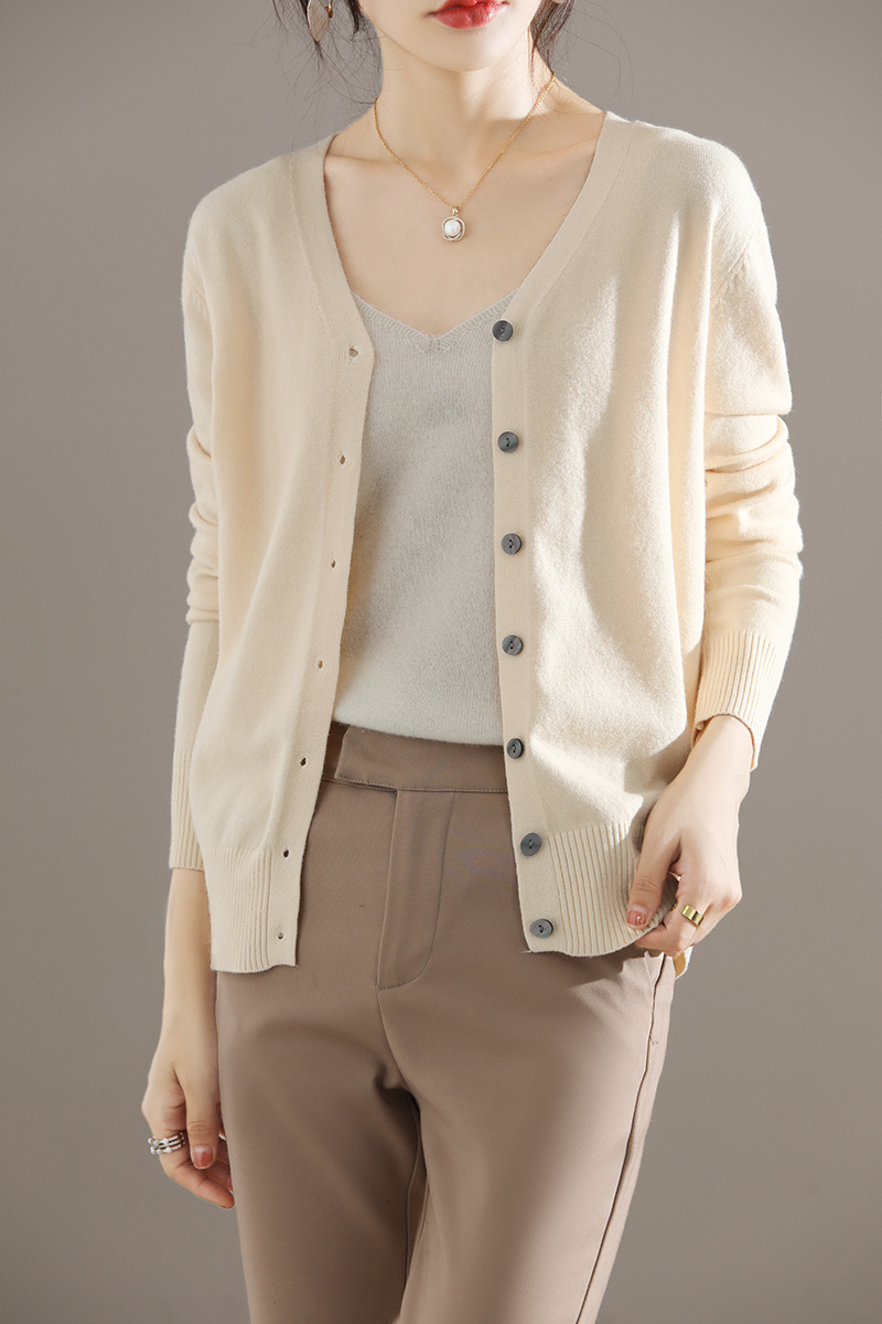 Elegant V Neck Solid Cardigan Long Sleeve Cardigan Spring - Temu