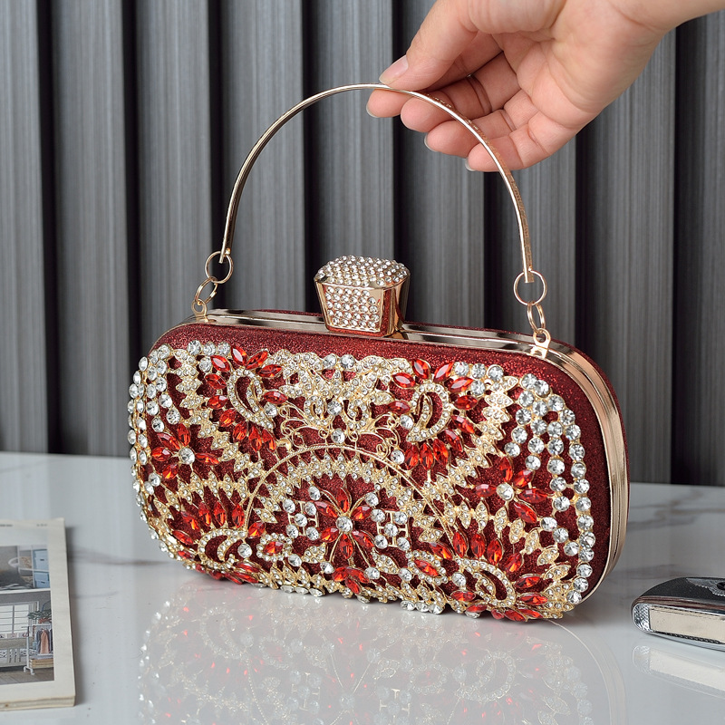 Rhinestone Flower Evening Bag, Fashion Box Handbag, Women's Clutch
