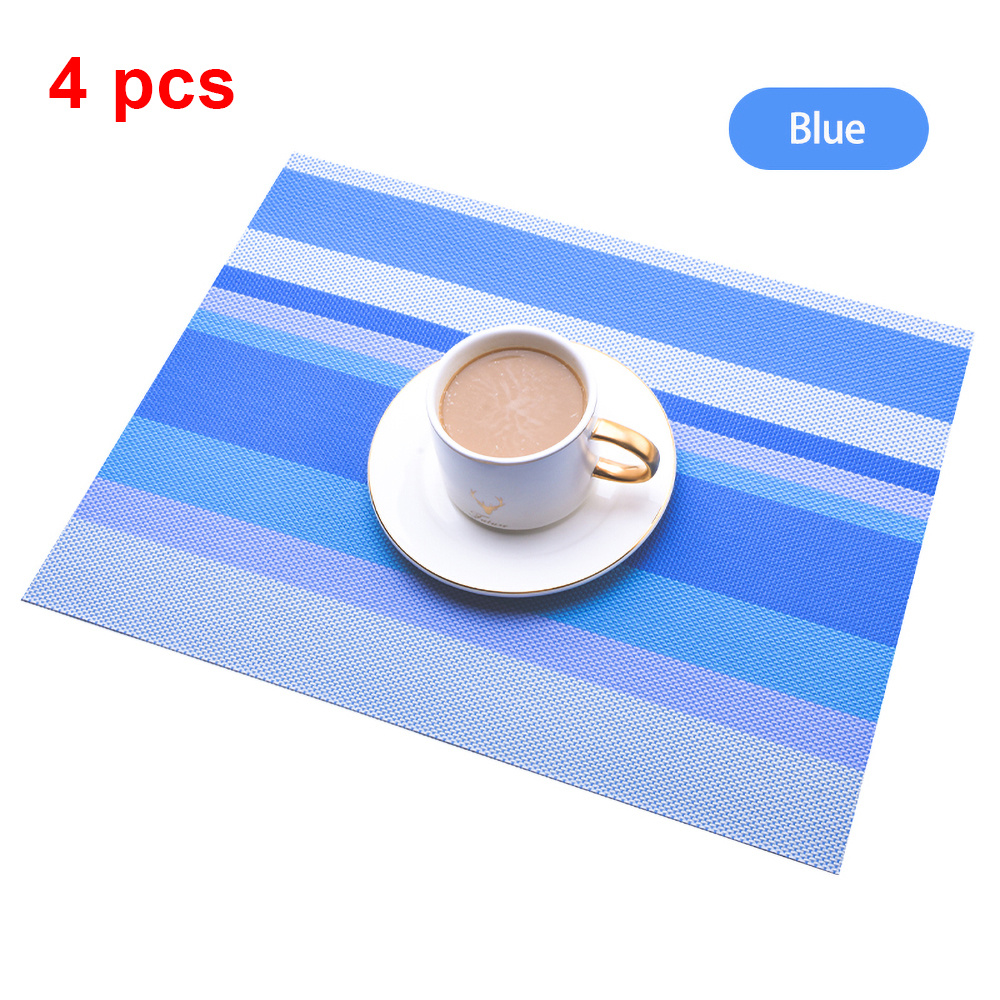 Set of 4 Woven Vinyl Stripes Placemats - Washable & Reusable