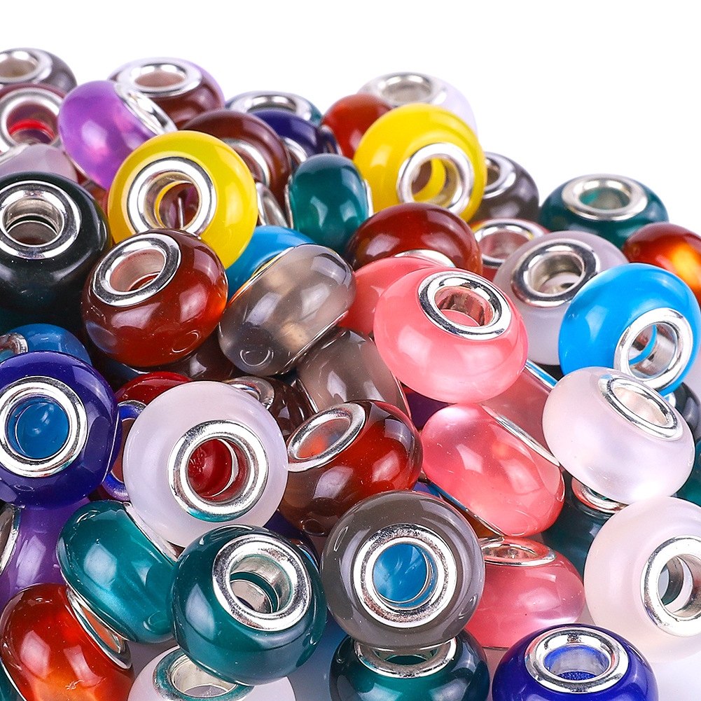 Mix Large Hole Beads Glass Resin Bracelet Necklace Diy - Temu