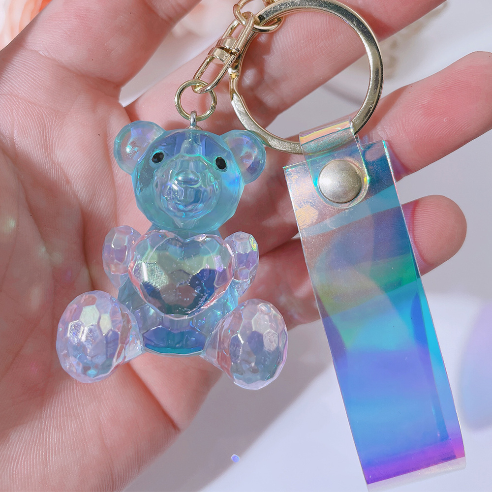 Love Heart Bear Pom Pom Keychain Pendant Fashion Cute Elegant Car Keyring  Ornament Bag Purse Charm Accessories - Temu