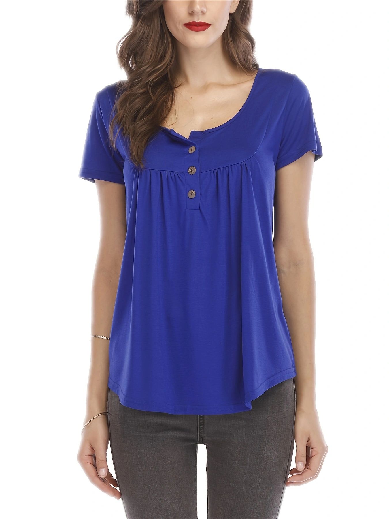 T-shirt Manches Longues LiLu Pour Femme - Col En V Violet - Taille L - Neuf Avec étiquettes