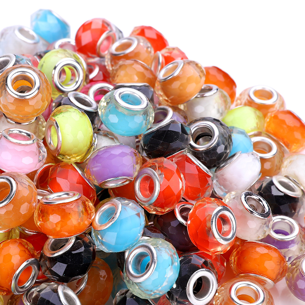 Mix Large Hole Beads Glass Resin Bracelet Necklace Diy - Temu