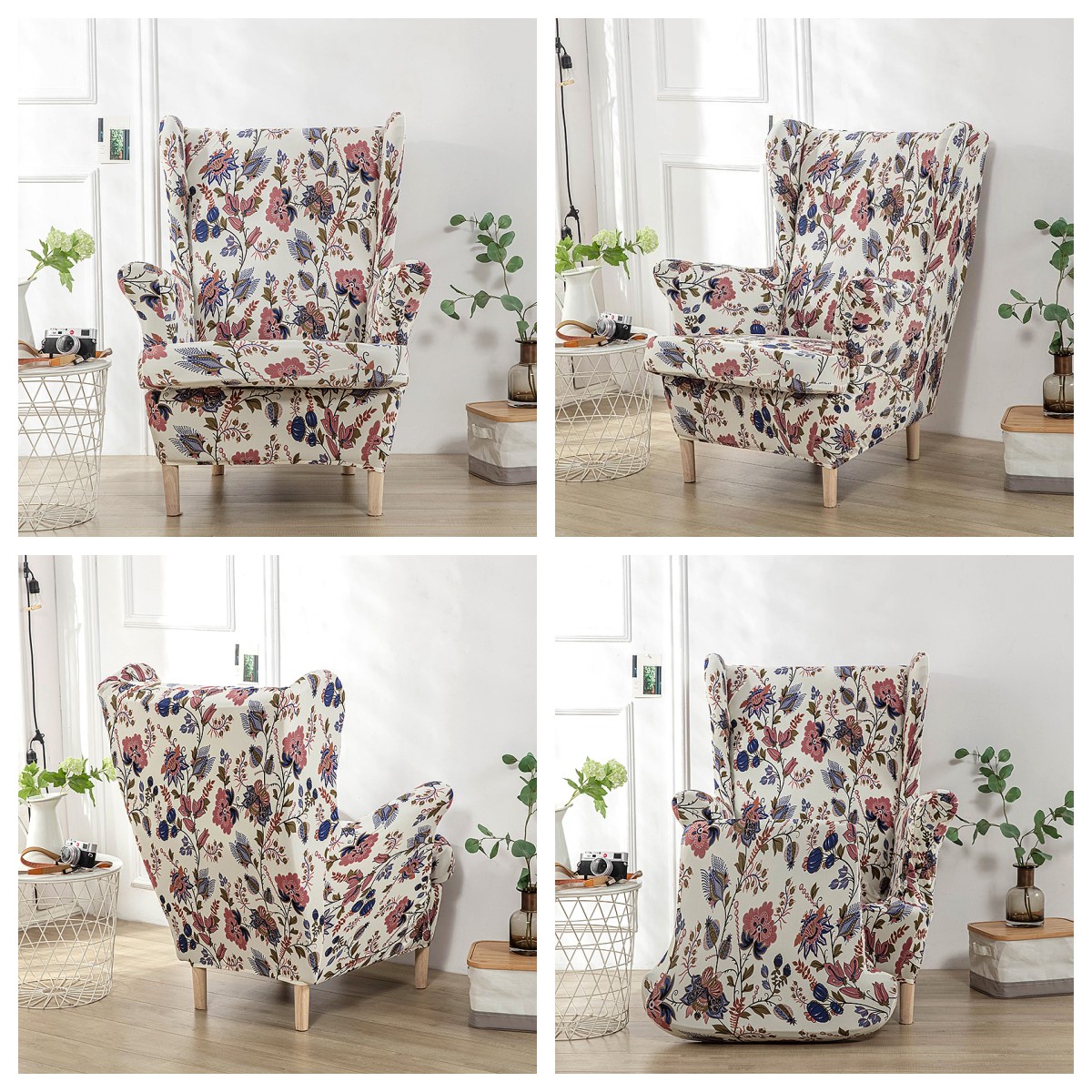 Printed Wing Chair Slipcovers Stretch Wingback Chair Cover Temu New